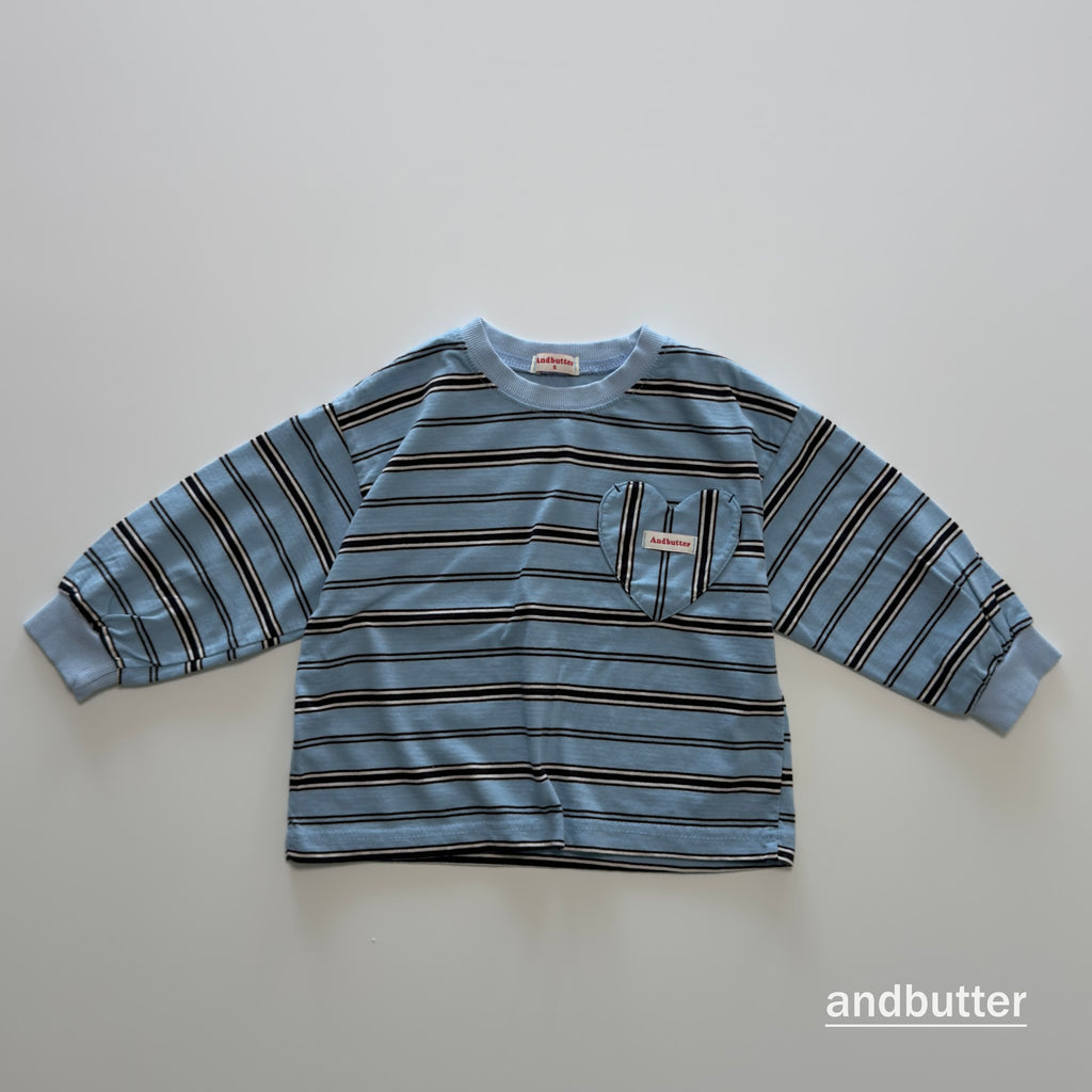 andbutter Heart Pocket Stripe T-Shirt