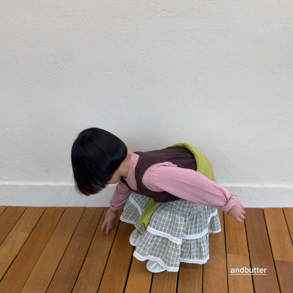 andbutter Check Tiered Skirt