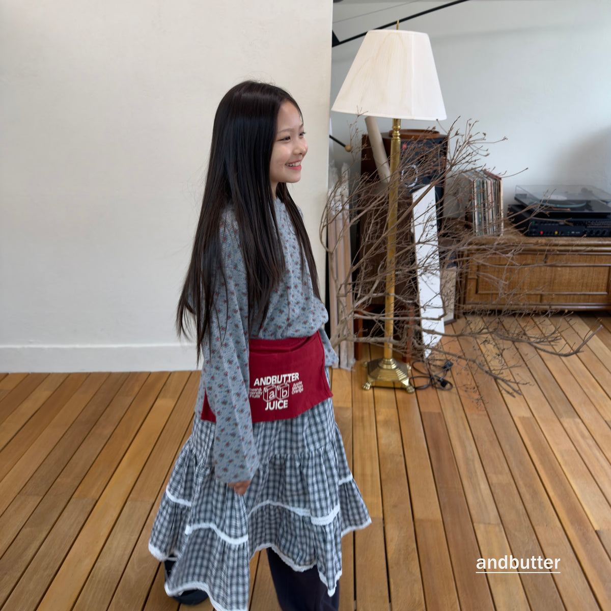 andbutter Check Tiered Skirt