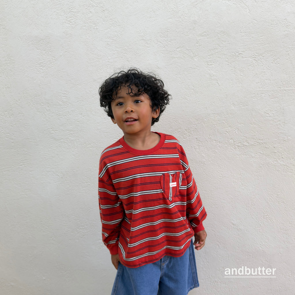 andbutter Heart Pocket Stripe T-Shirt