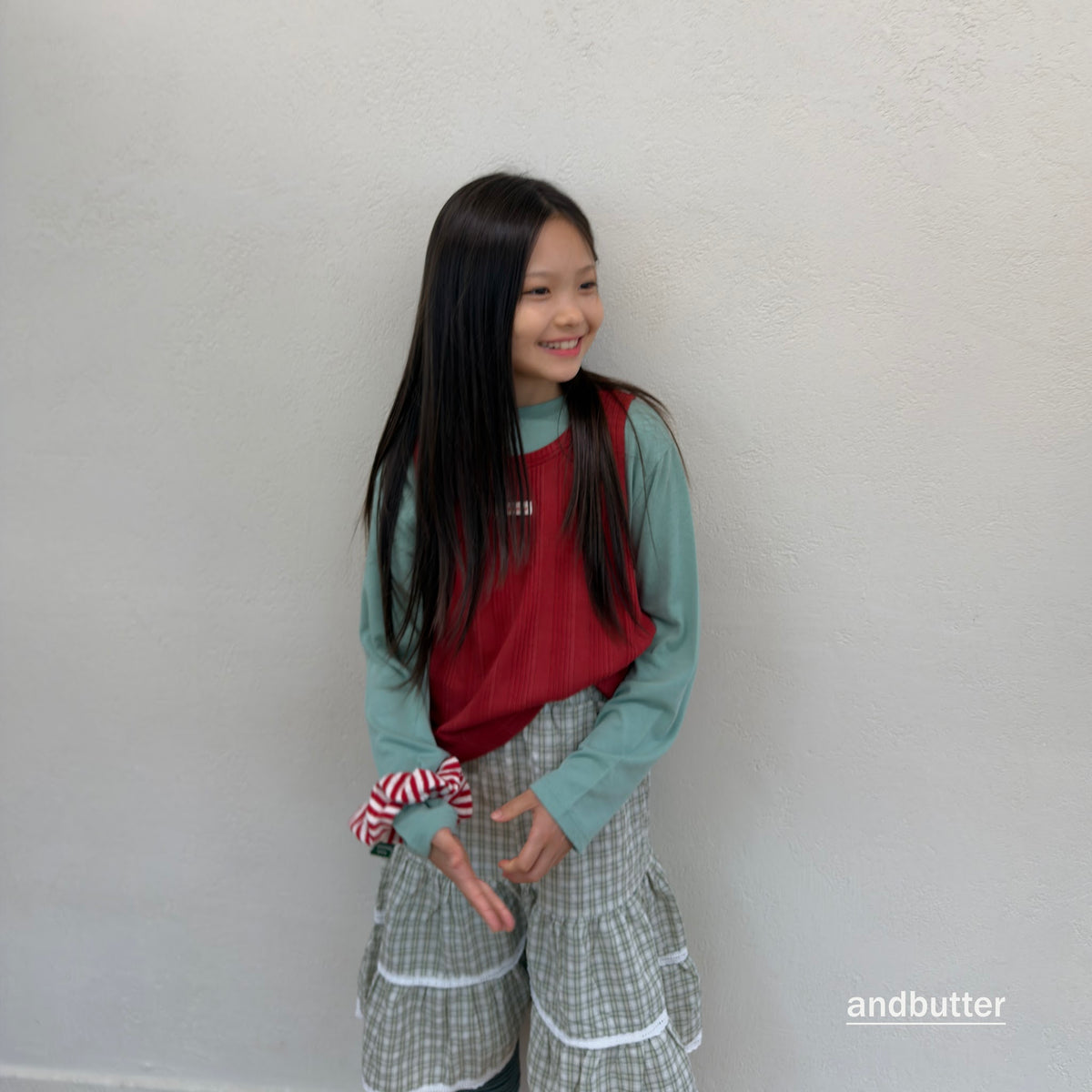 andbutter Check Tiered Skirt