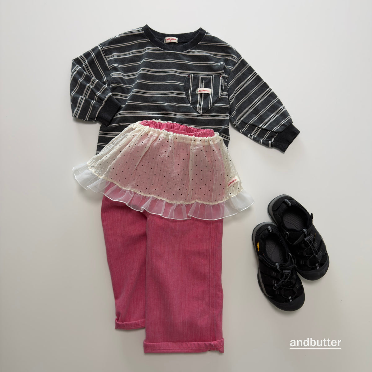 andbutter Wrinkle Dot Layered Skirt