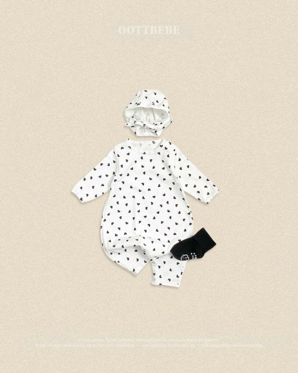 Oott Bebe Petit Heart Bodysuit Bonnet Set