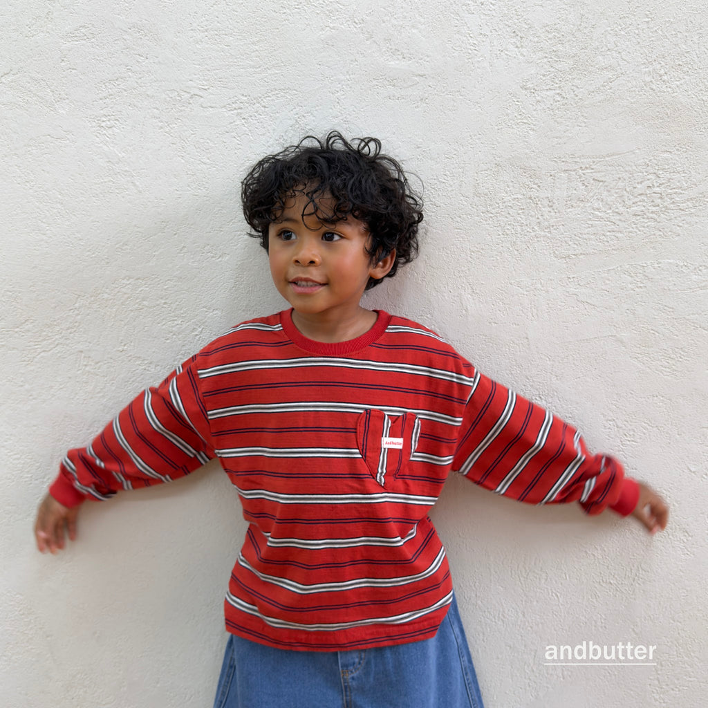 andbutter Heart Pocket Stripe T-Shirt