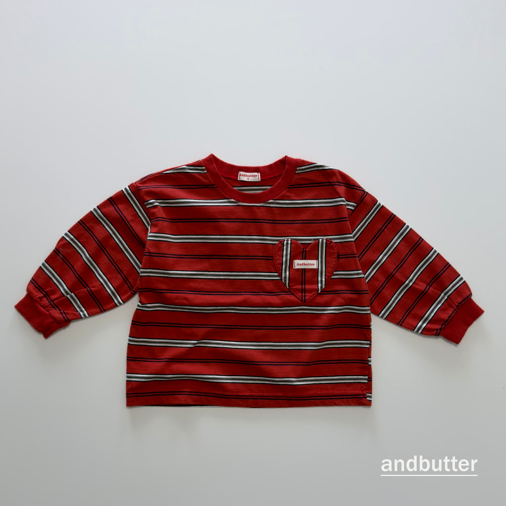 andbutter Heart Pocket Stripe T-Shirt
