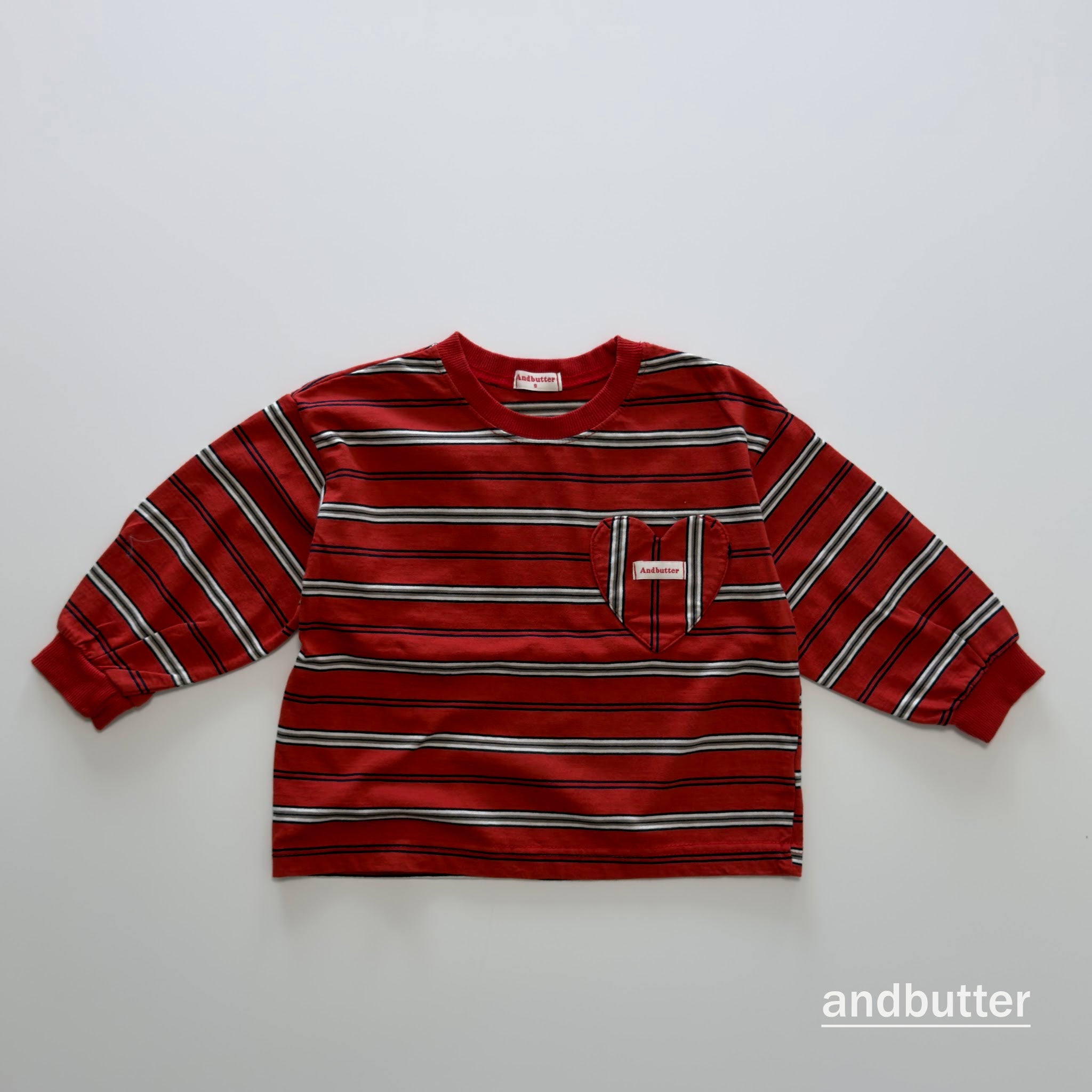 andbutter Heart Pocket Stripe T-Shirt
