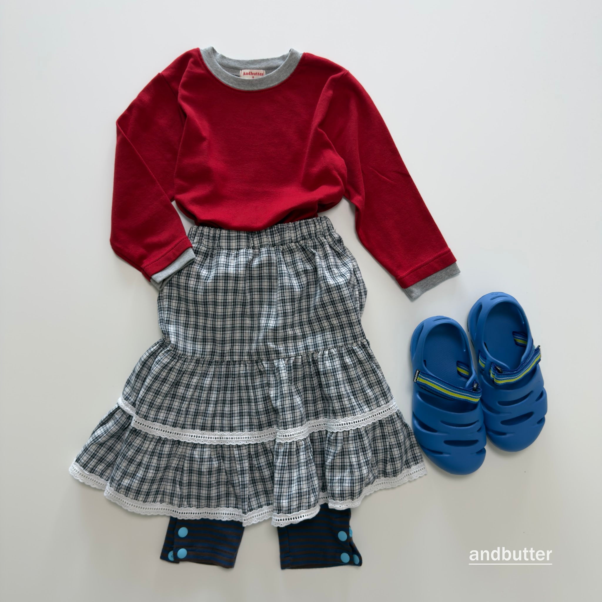 andbutter Check Tiered Skirt