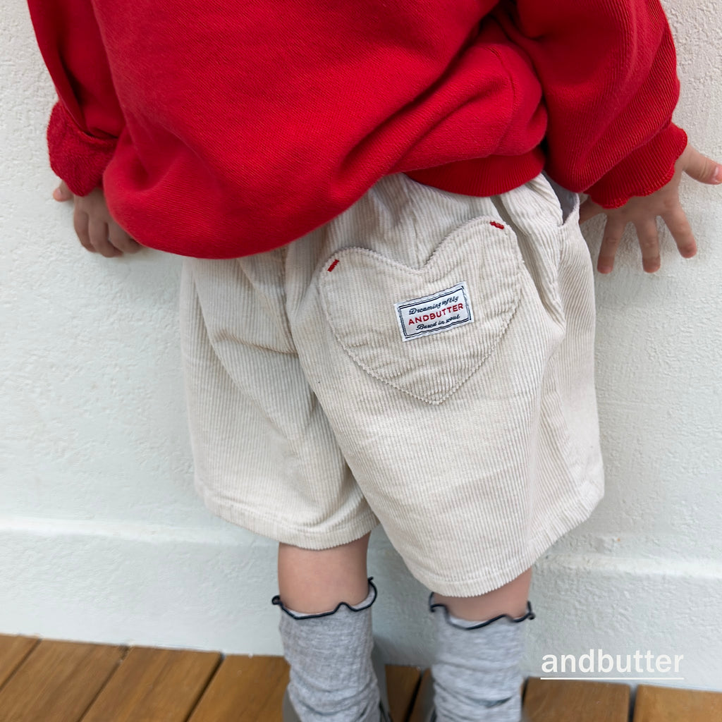 andbutter Heart Corduroy Shorts