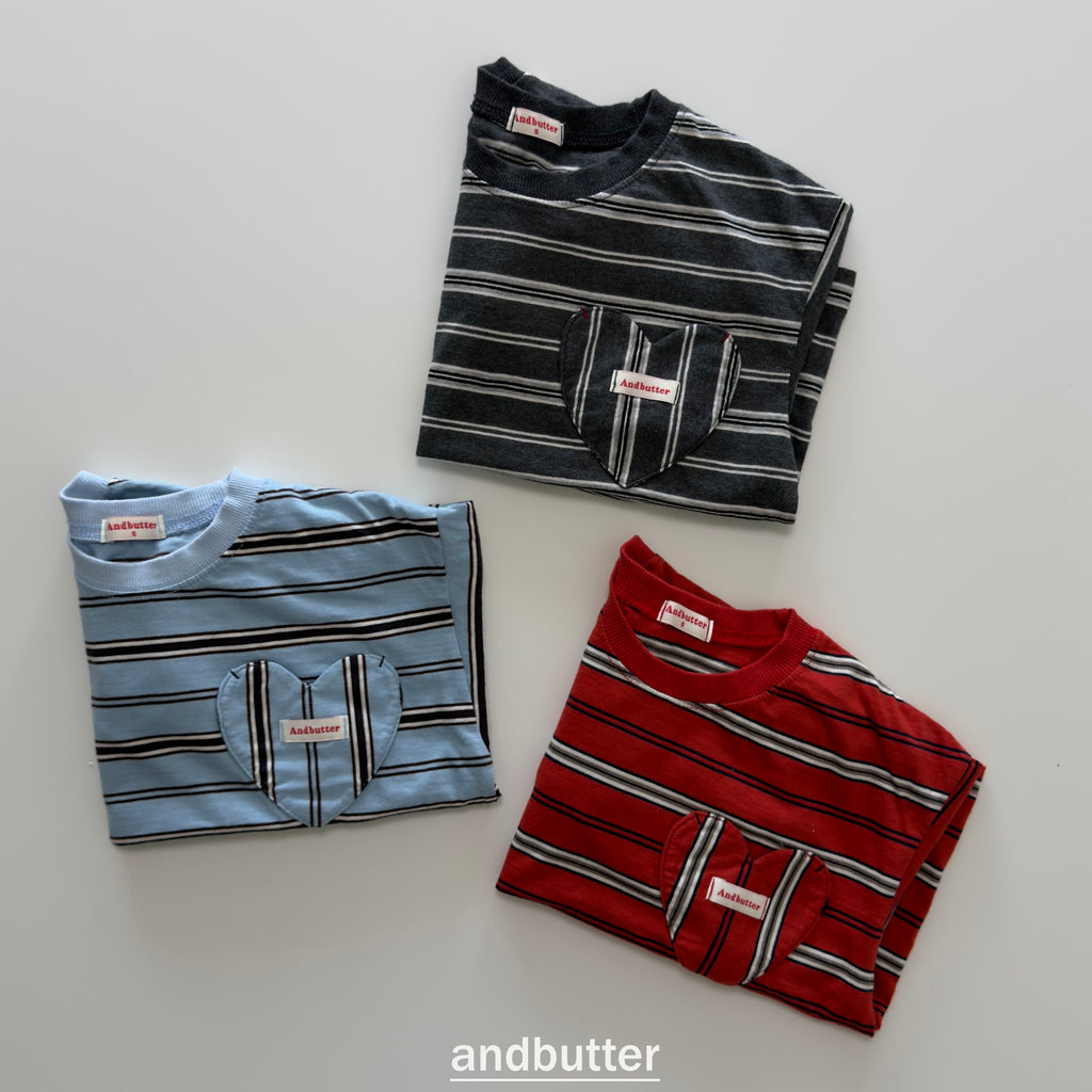andbutter Heart Pocket Stripe T-Shirt