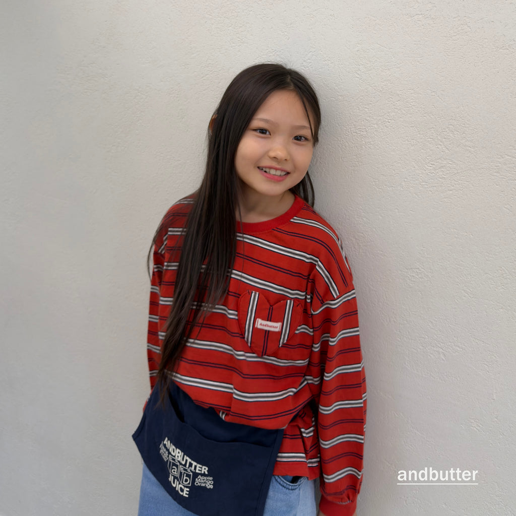 andbutter Heart Pocket Stripe T-Shirt