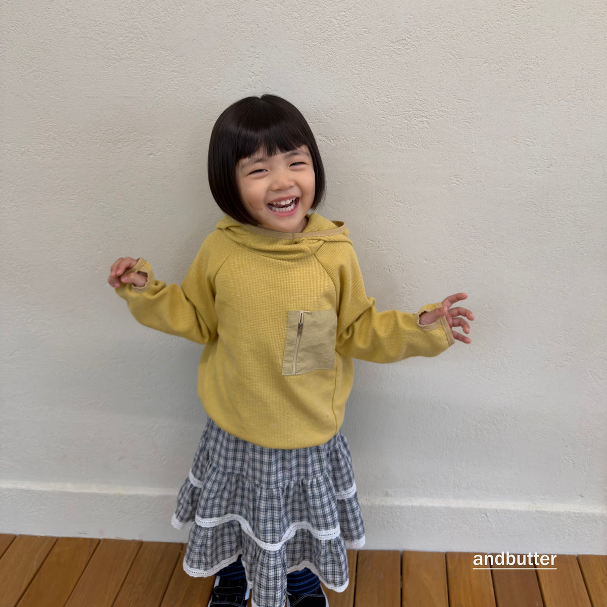 andbutter Check Tiered Skirt
