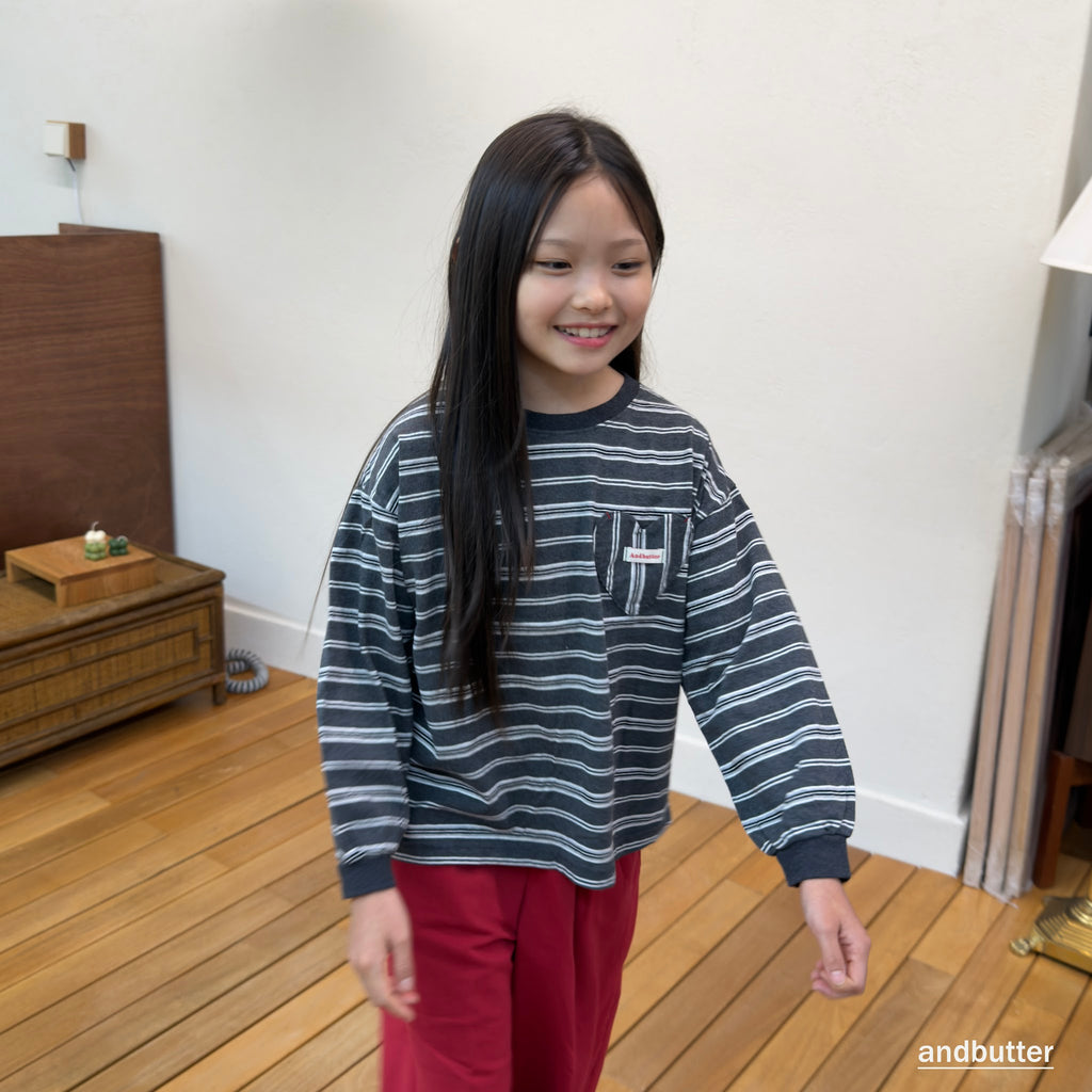 andbutter Heart Pocket Stripe T-Shirt