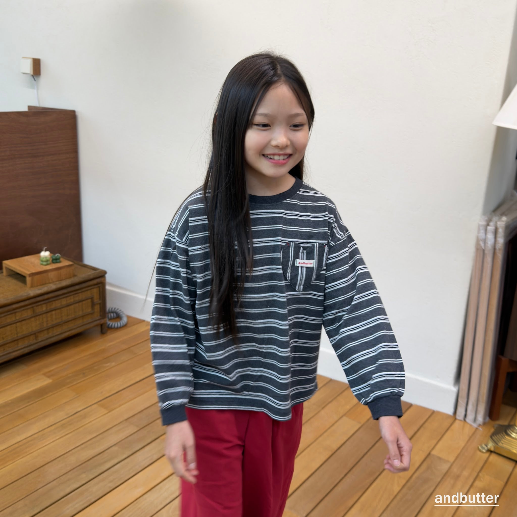 andbutter Heart Pocket Stripe T-Shirt