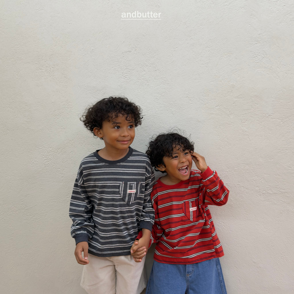 andbutter Heart Pocket Stripe T-Shirt