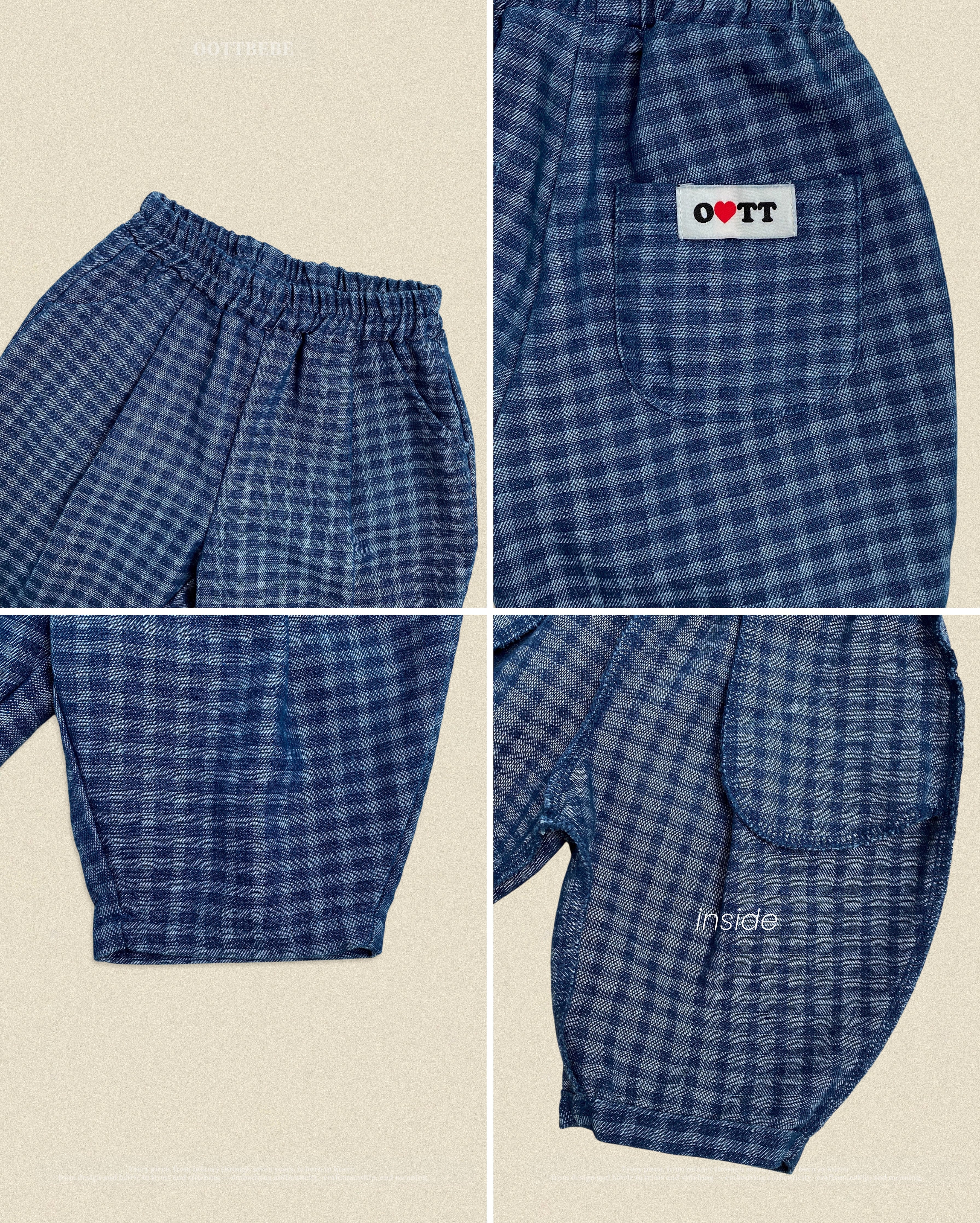 Oott Bebe Denim Check Pants