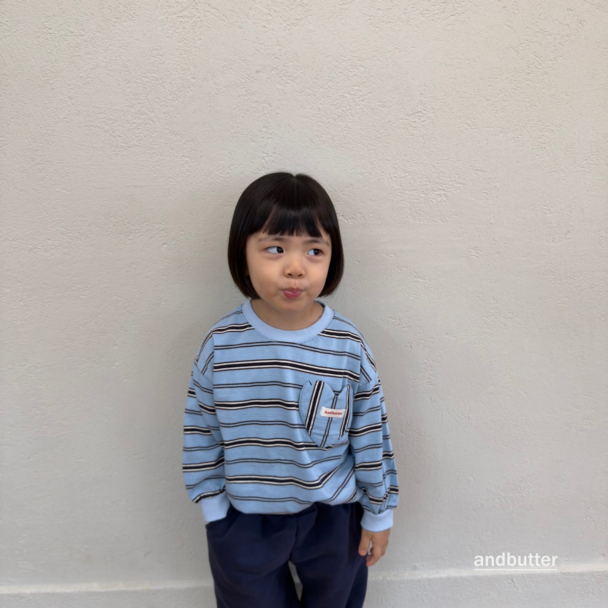 andbutter Heart Pocket Stripe T-Shirt