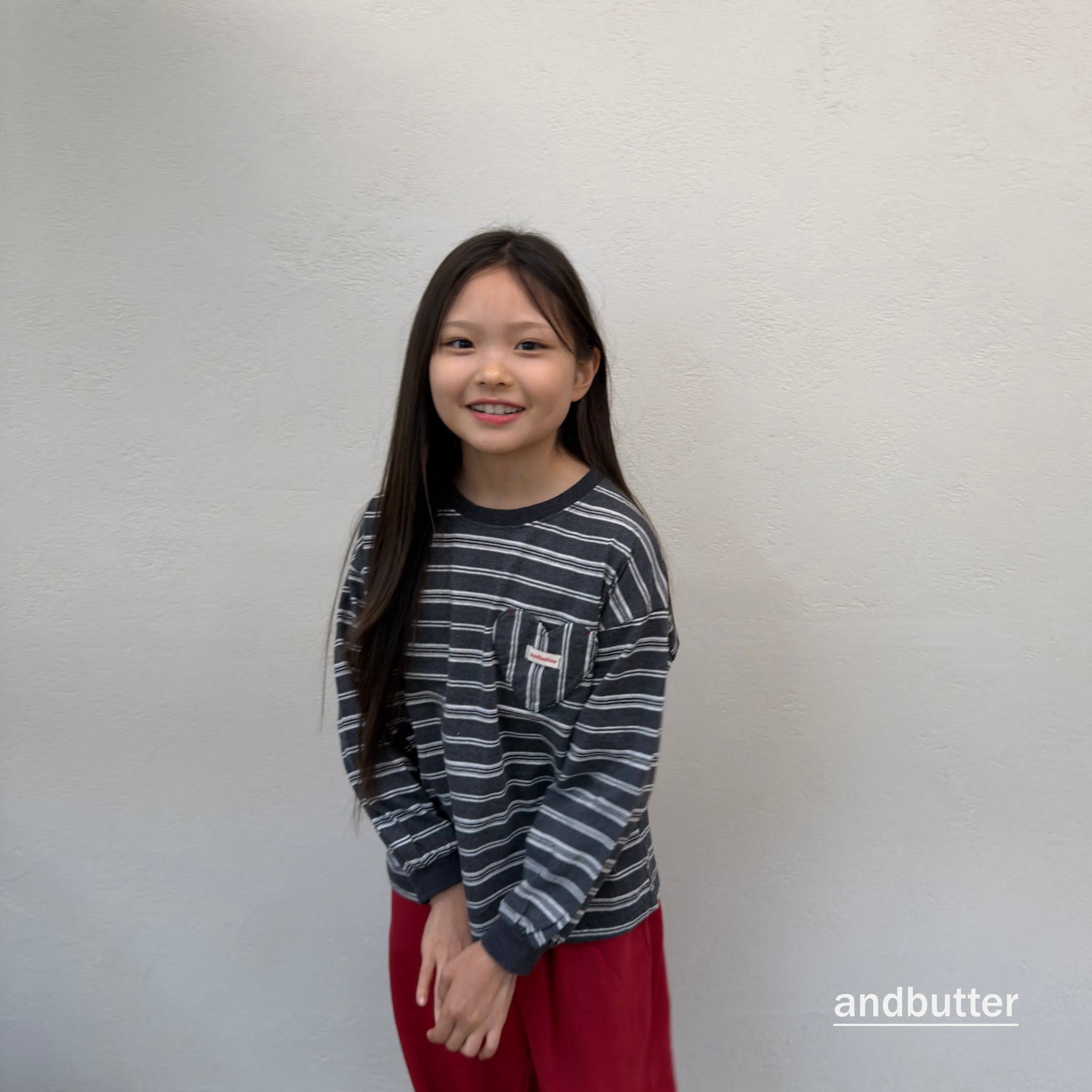 andbutter Heart Pocket Stripe T-Shirt