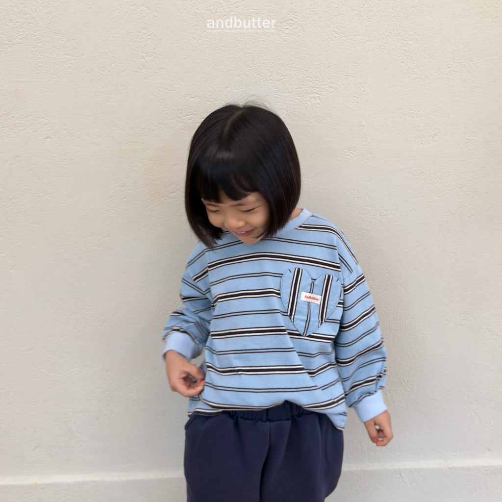 andbutter Heart Pocket Stripe T-Shirt
