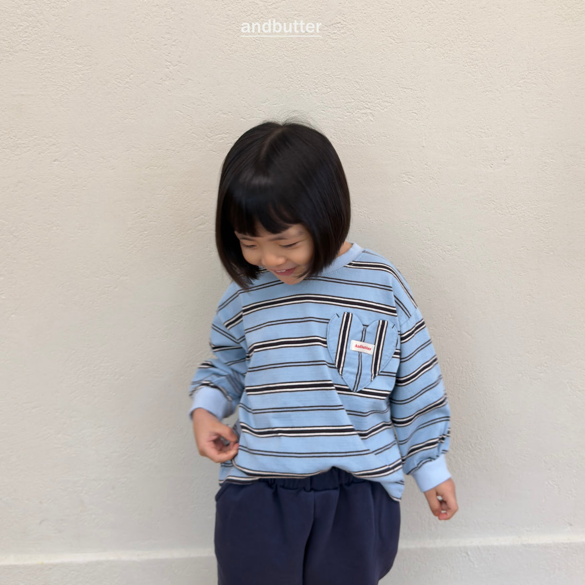 andbutter Heart Pocket Stripe T-Shirt