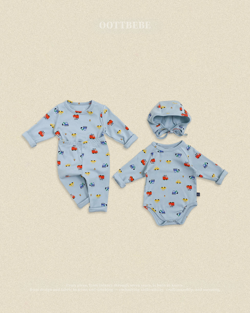 Oott Bebe Car Suit Bonnet Set