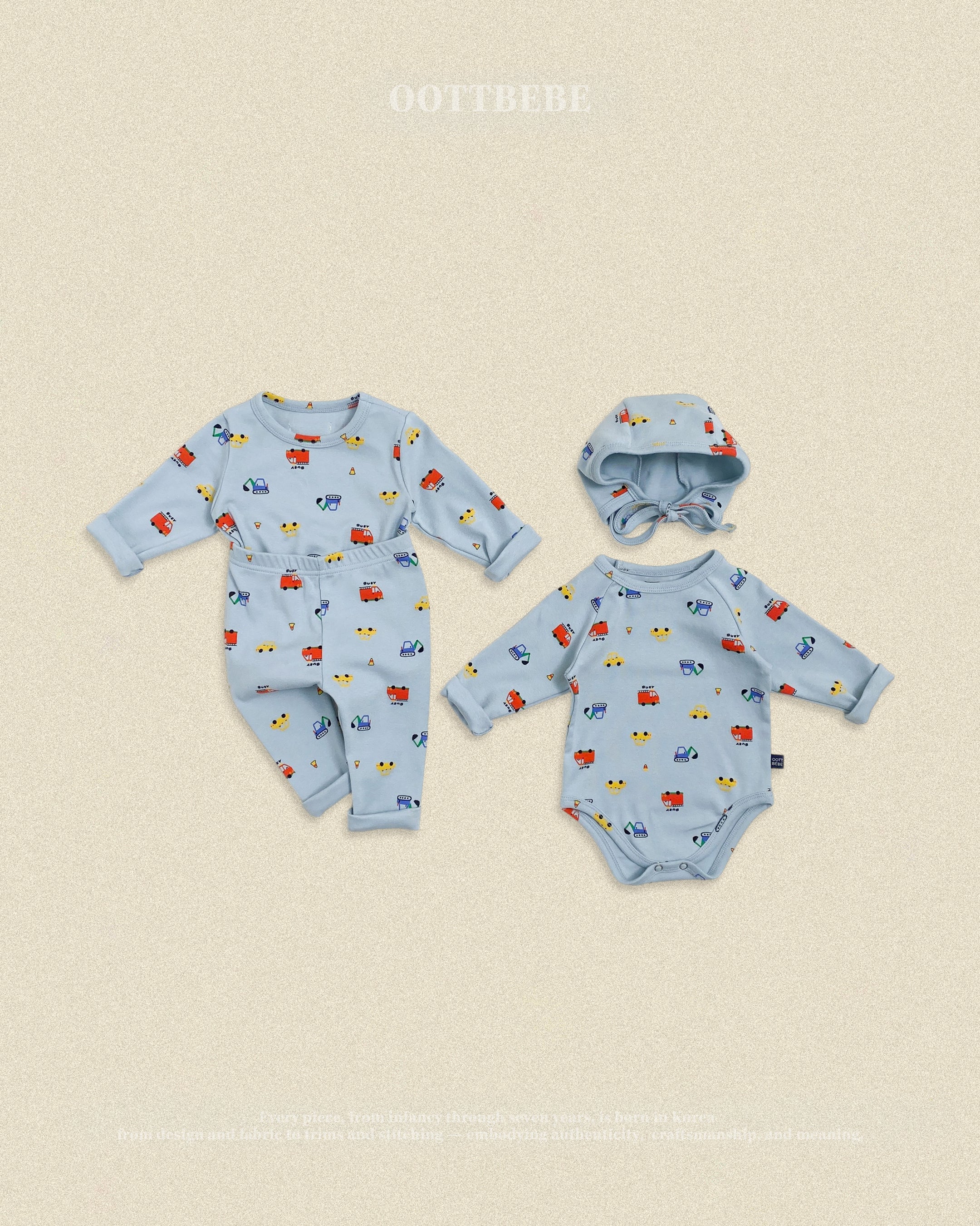 Oott Bebe Car Suit Bonnet Set