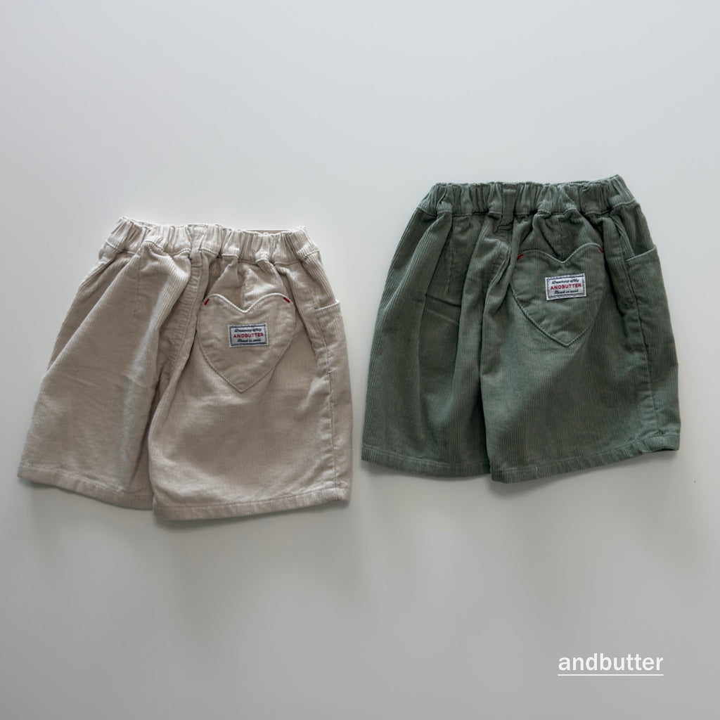 andbutter Heart Corduroy Shorts