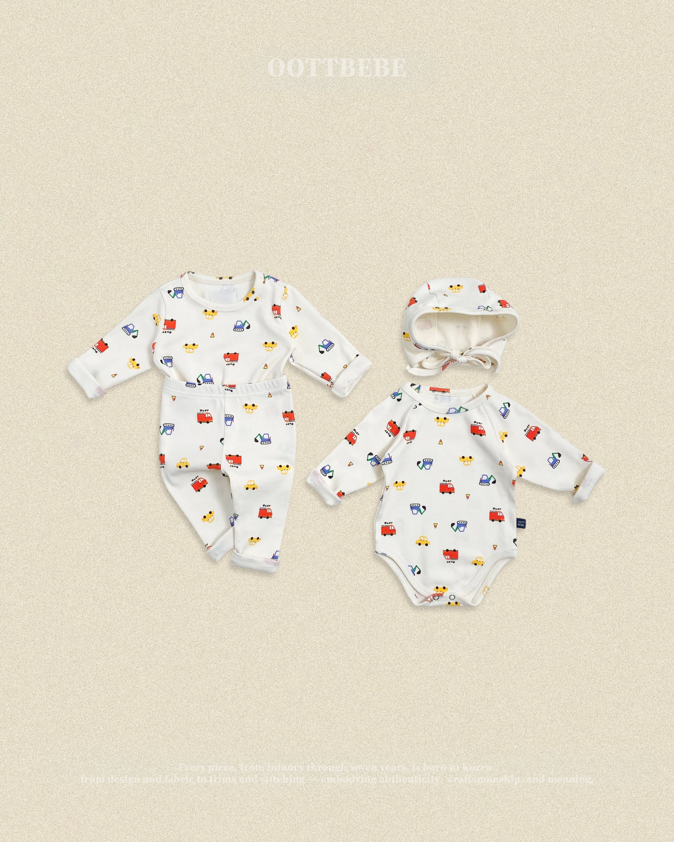 Oott Bebe Car Suit Bonnet Set