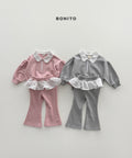 Shirring Collar Zip-up Set