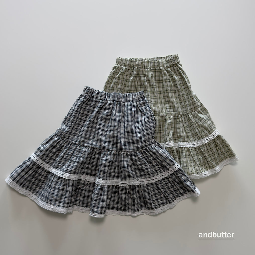 andbutter Check Tiered Skirt