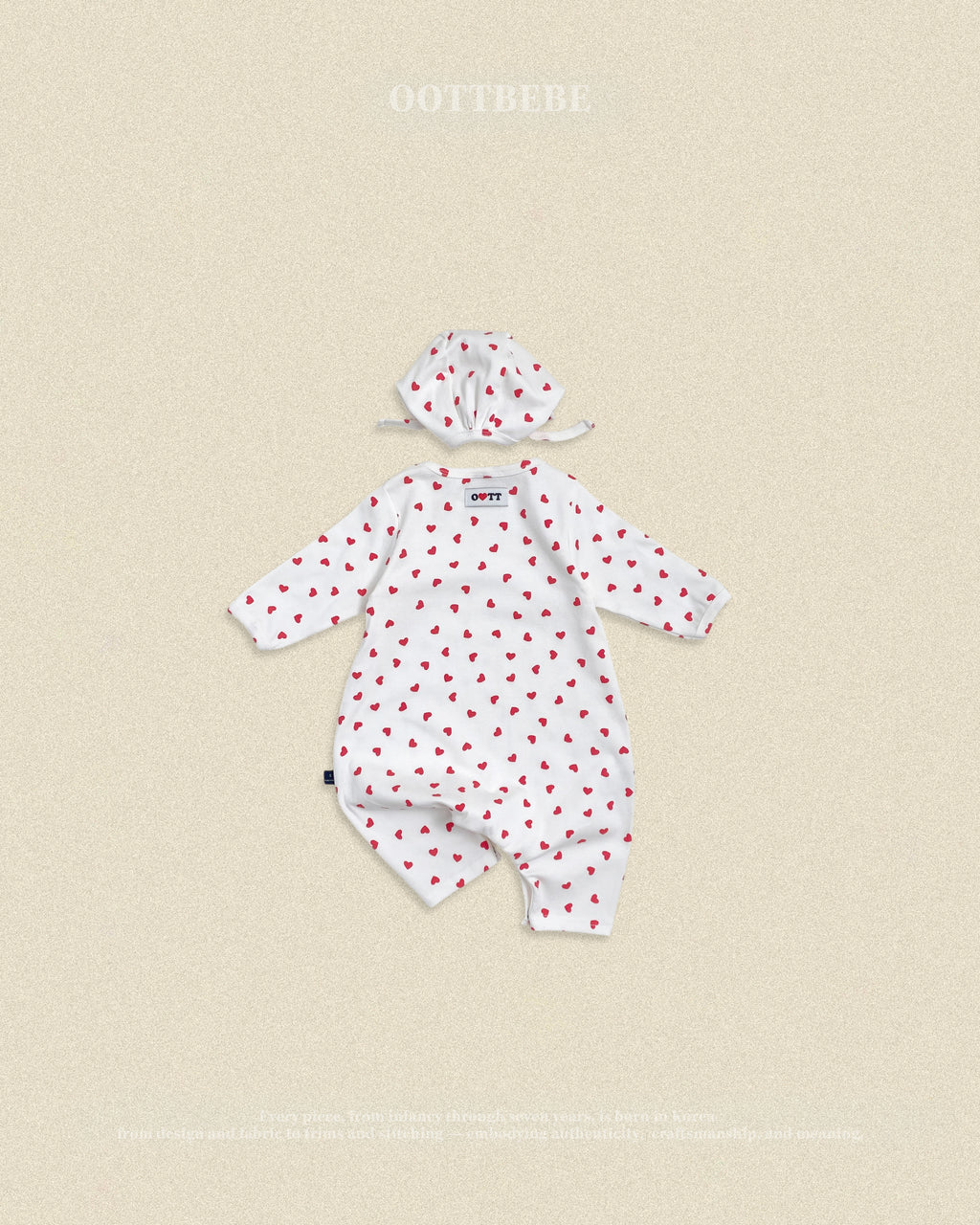 Oott Bebe Petit Heart Bodysuit Bonnet Set