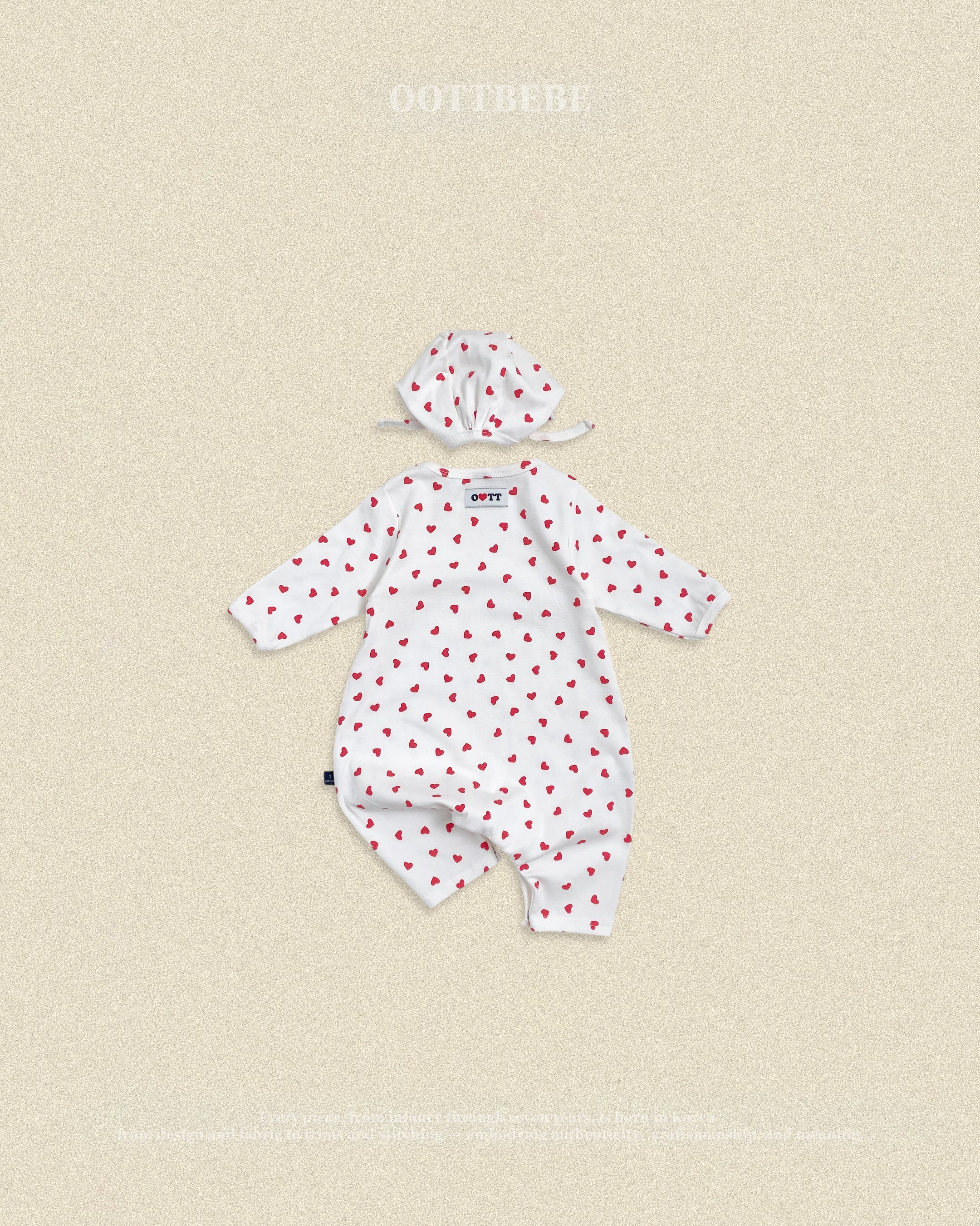 Oott Bebe Petit Heart Bodysuit Bonnet Set