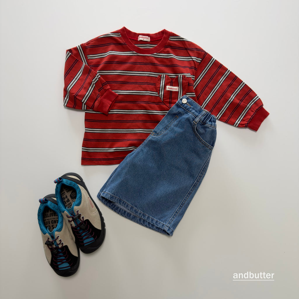 andbutter Heart Pocket Stripe T-Shirt