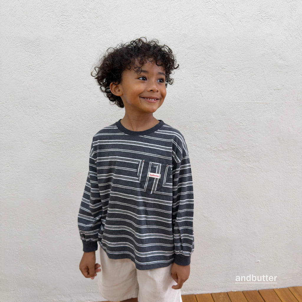 andbutter Heart Pocket Stripe T-Shirt