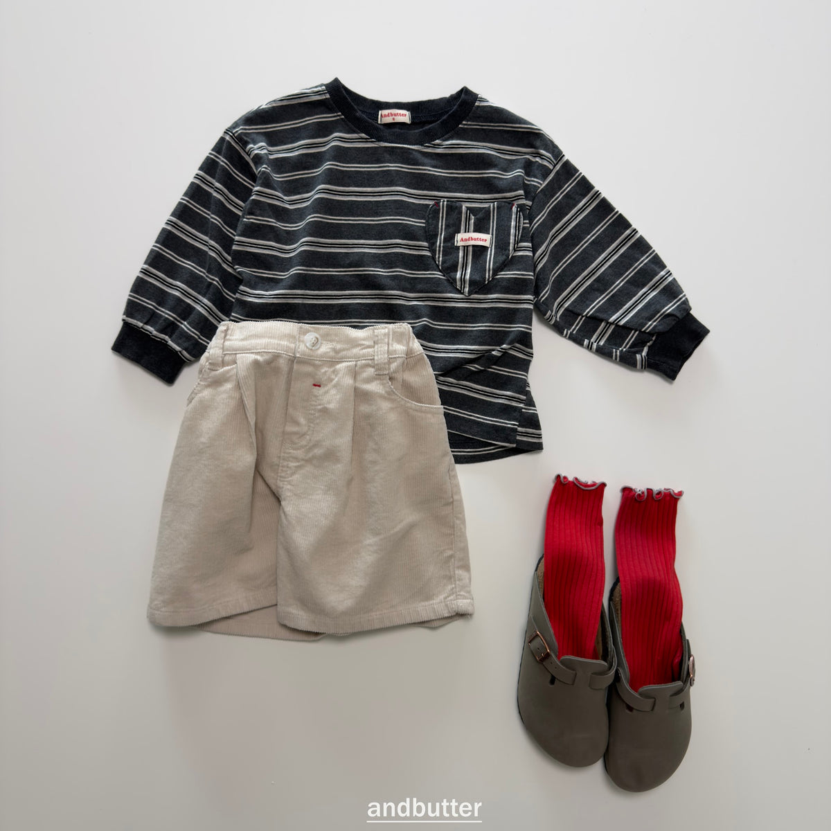 andbutter Heart Pocket Stripe T-Shirt