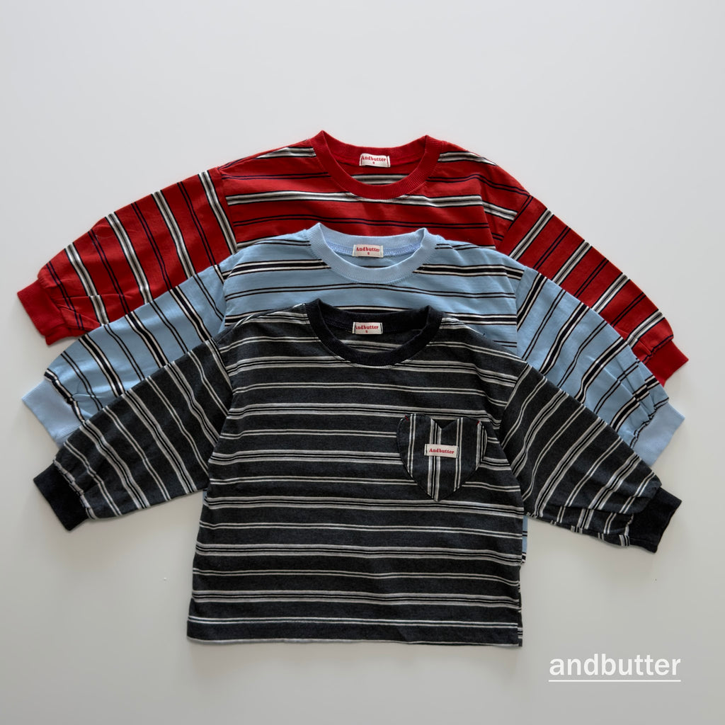 andbutter Heart Pocket Stripe T-Shirt