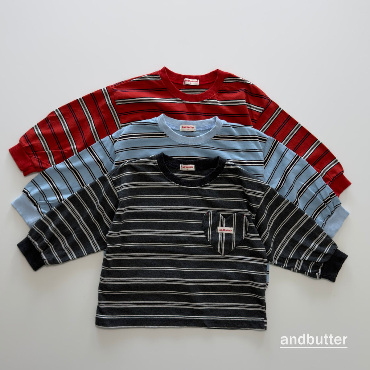andbutter Heart Pocket Stripe T-Shirt