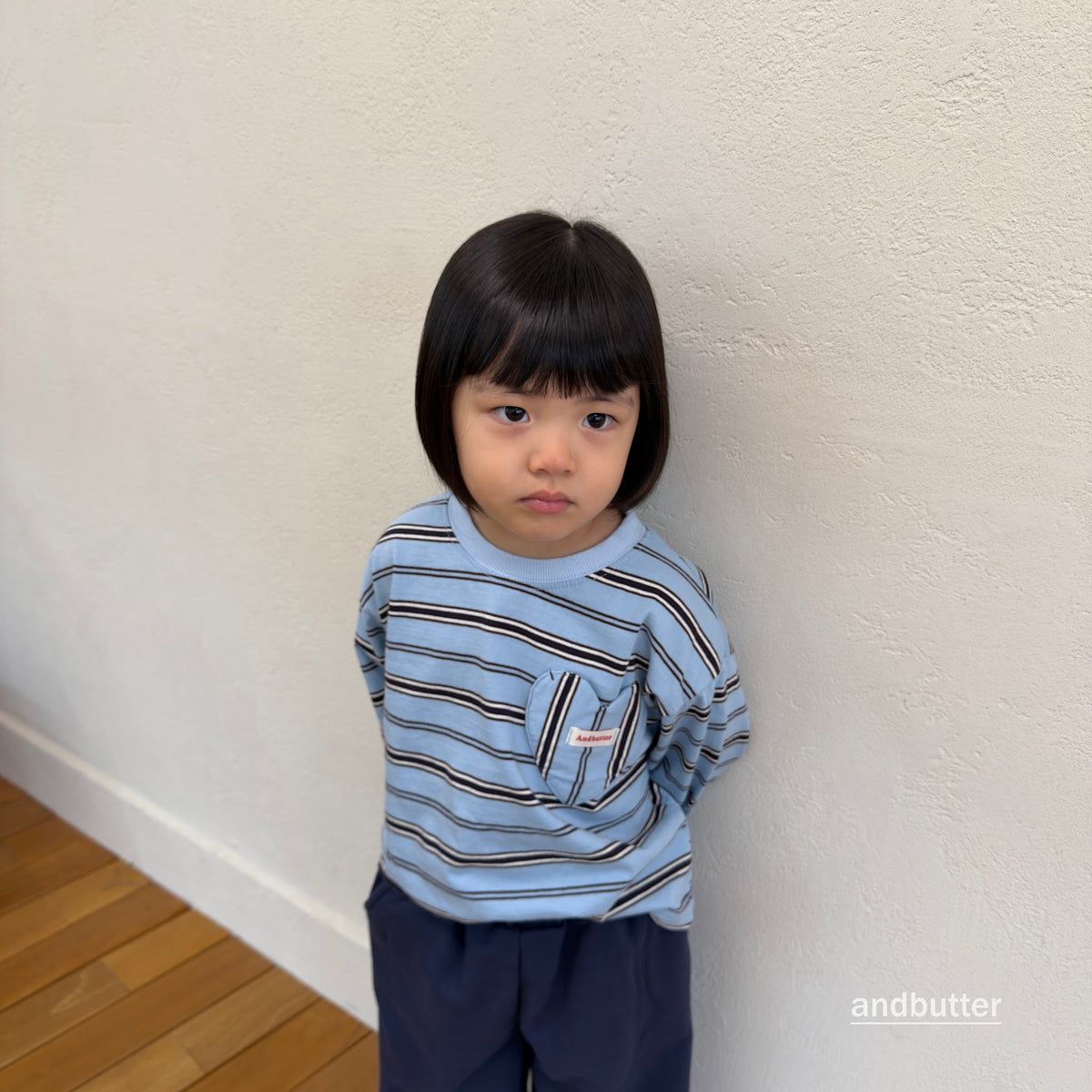 andbutter Heart Pocket Stripe T-Shirt