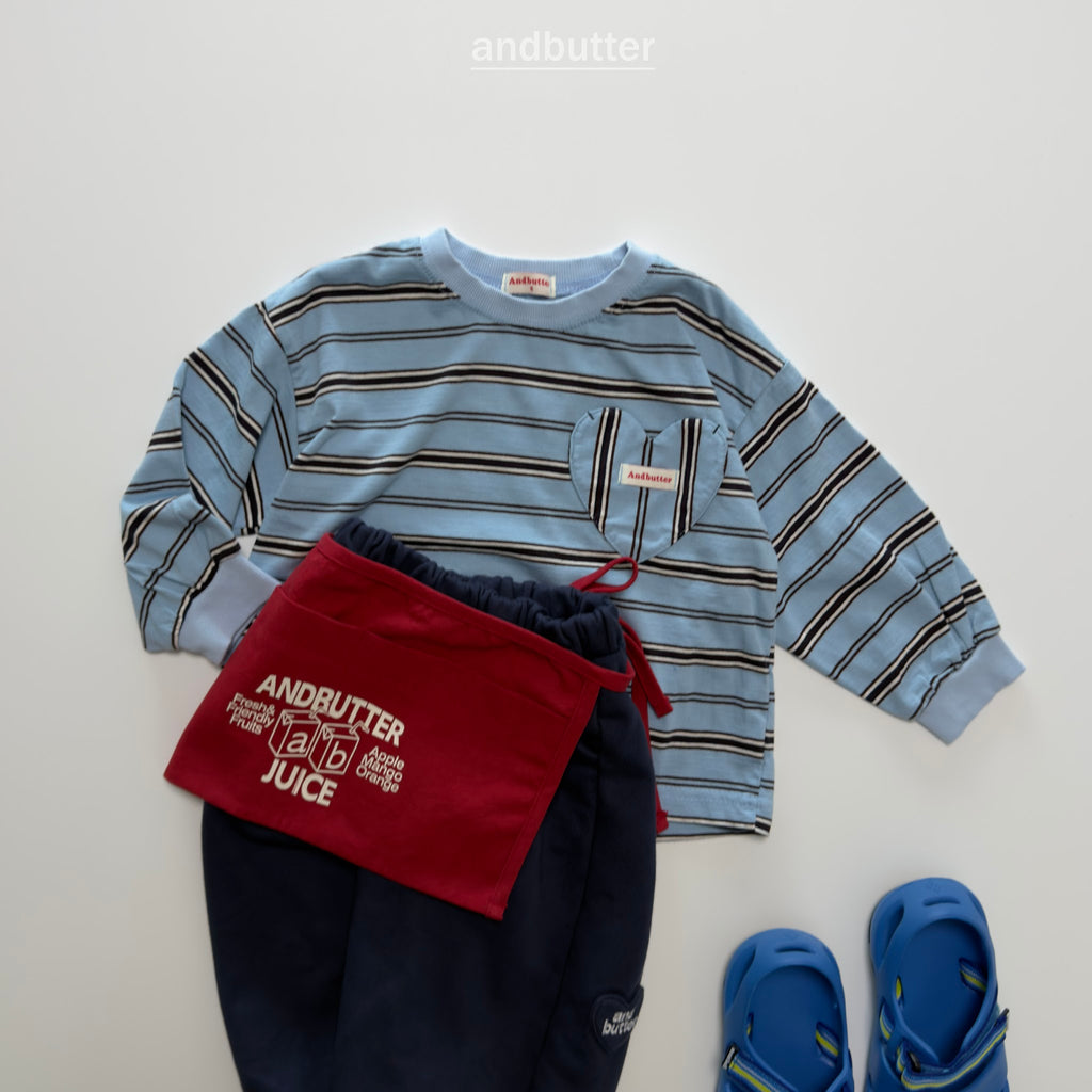 andbutter Heart Pocket Stripe T-Shirt