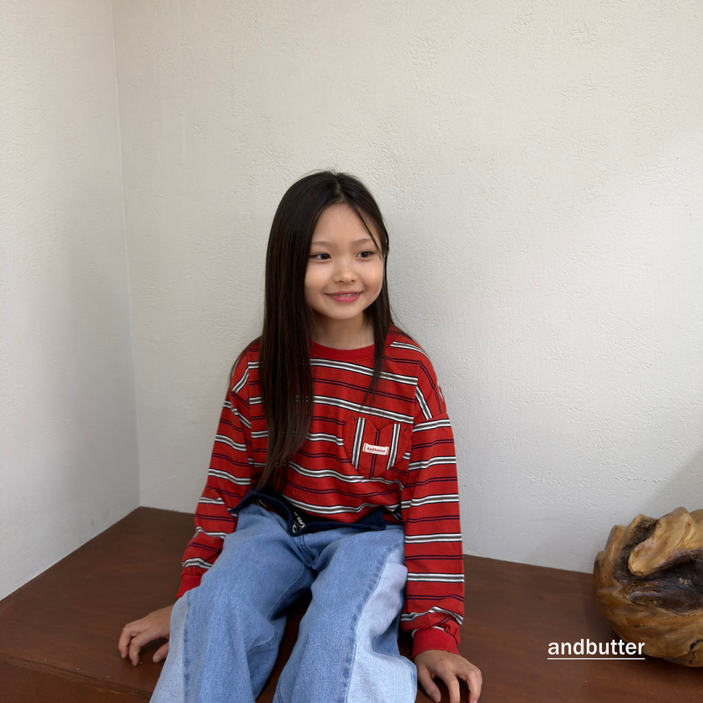 andbutter Heart Pocket Stripe T-Shirt