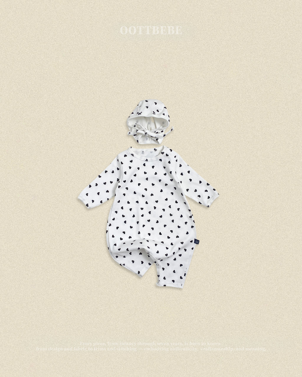 Oott Bebe Petit Heart Bodysuit Bonnet Set