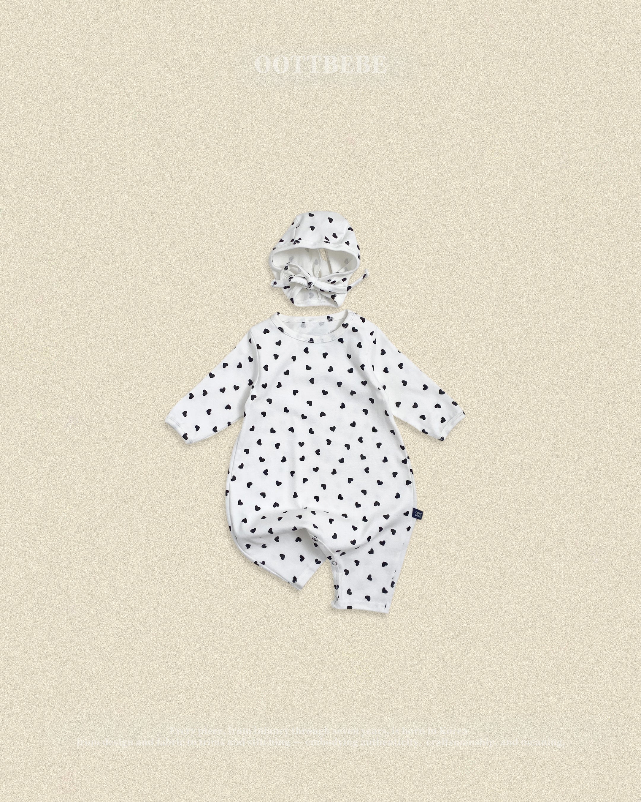 Oott Bebe Petit Heart Bodysuit Bonnet Set