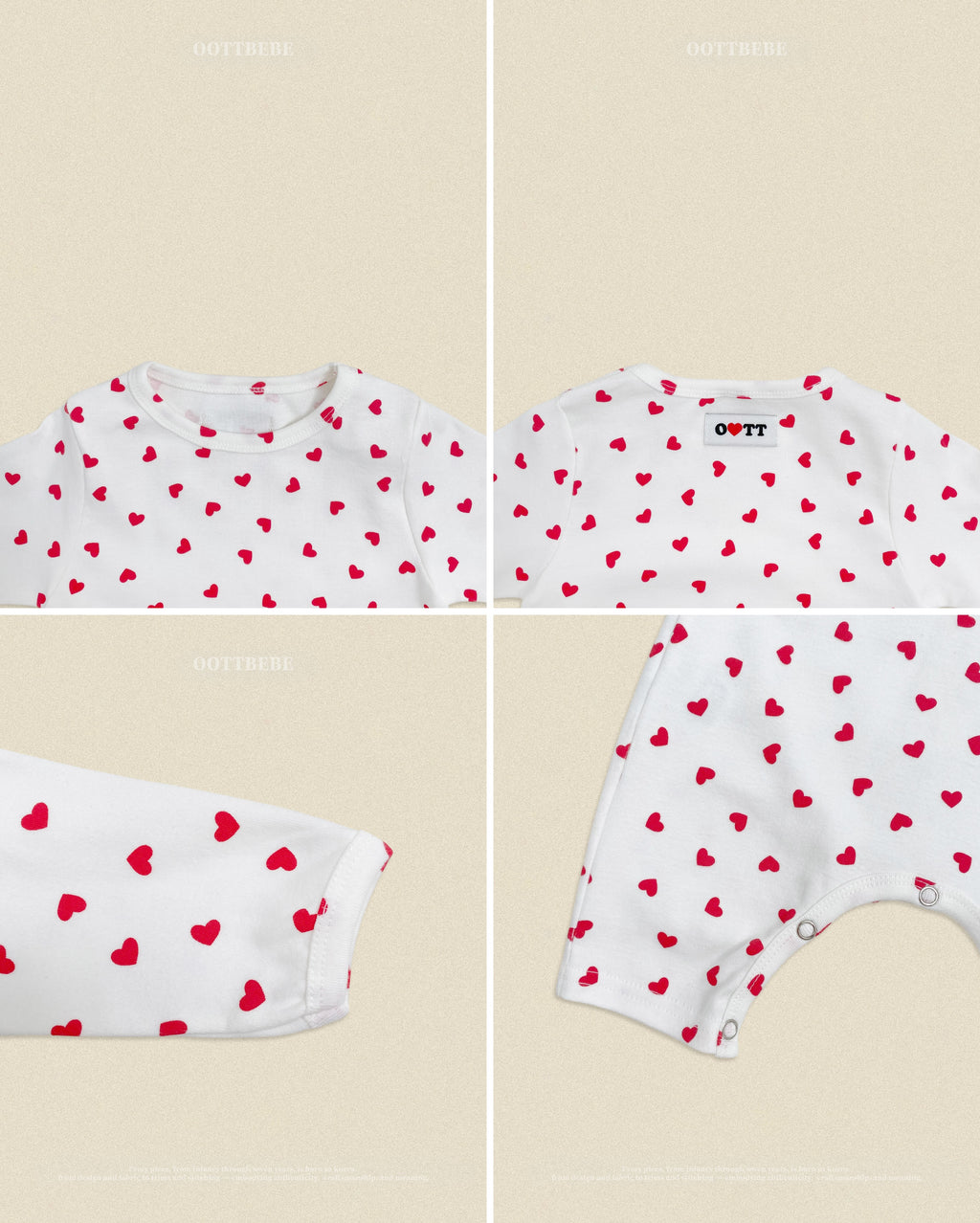 Oott Bebe Petit Heart Bodysuit Bonnet Set