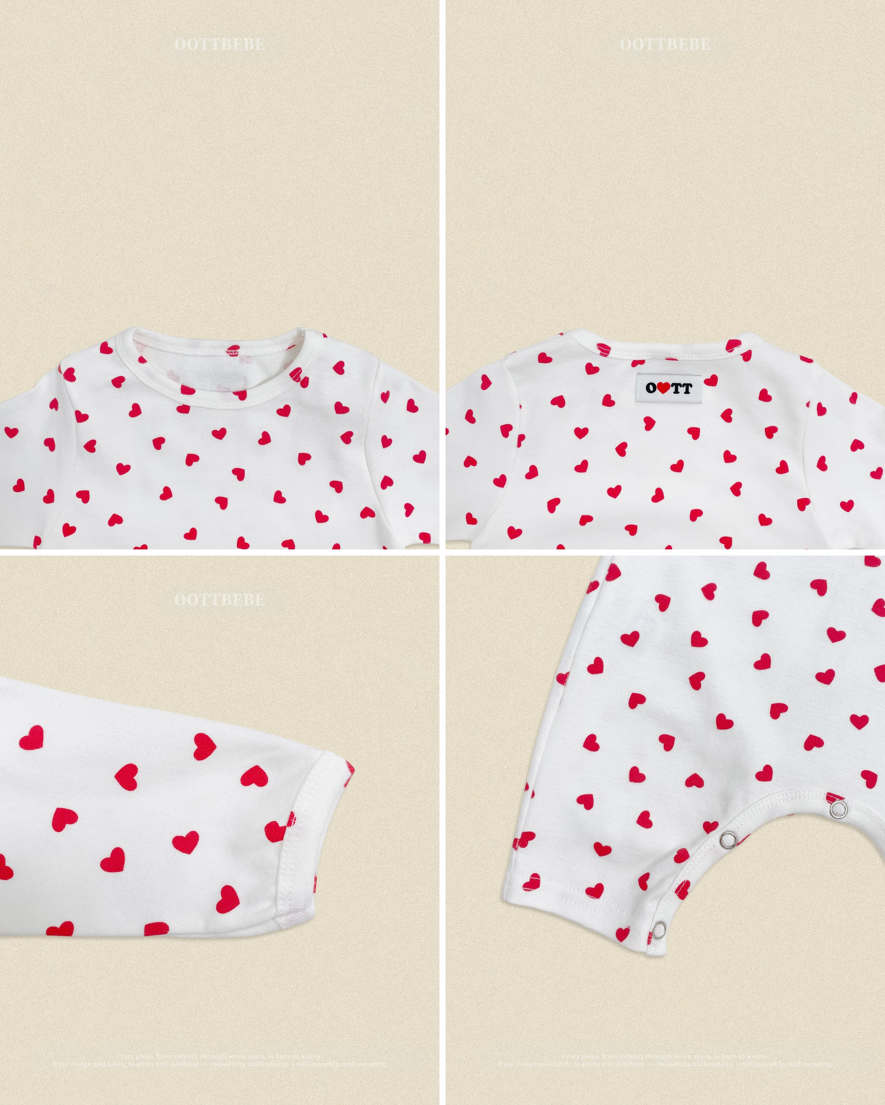 Oott Bebe Petit Heart Bodysuit Bonnet Set