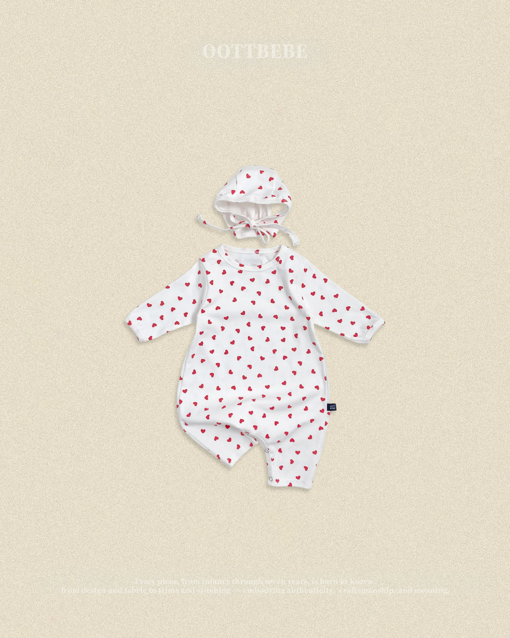 Oott Bebe Petit Heart Bodysuit Bonnet Set