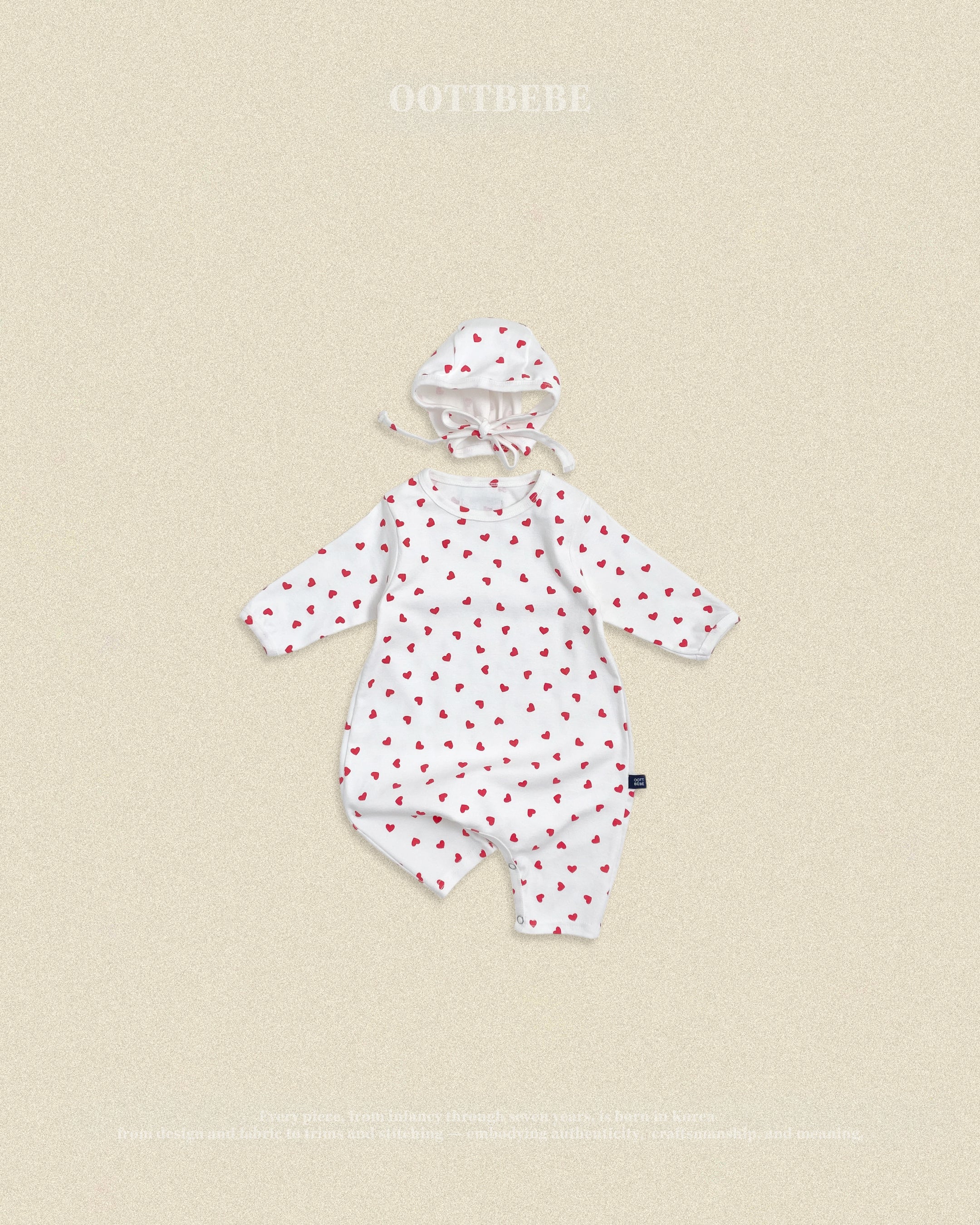 Oott Bebe Petit Heart Bodysuit Bonnet Set