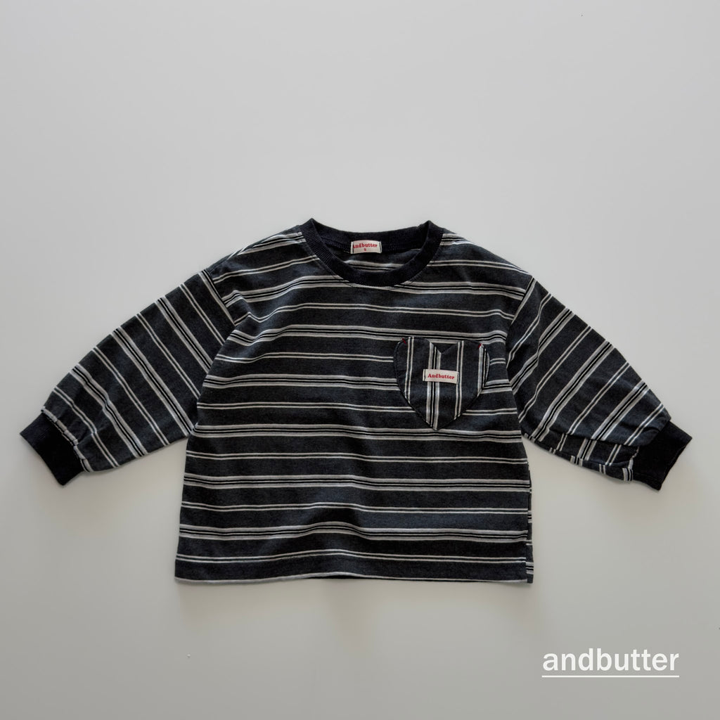 andbutter Heart Pocket Stripe T-Shirt