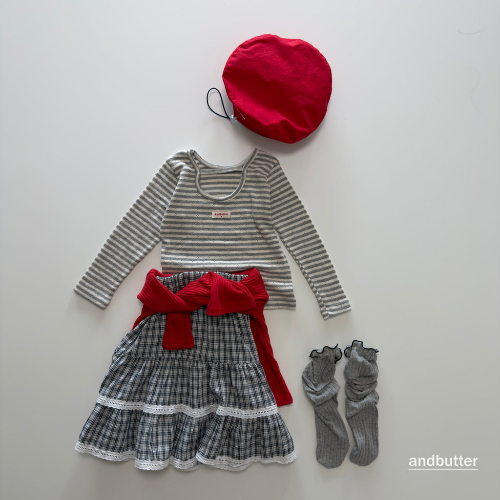 andbutter Check Tiered Skirt