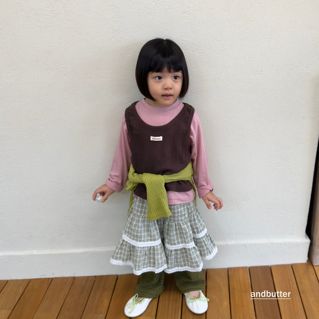 andbutter Check Tiered Skirt