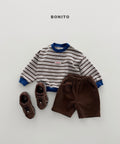 Peeling Stripe Sweatshirt×Corduroy Shorts