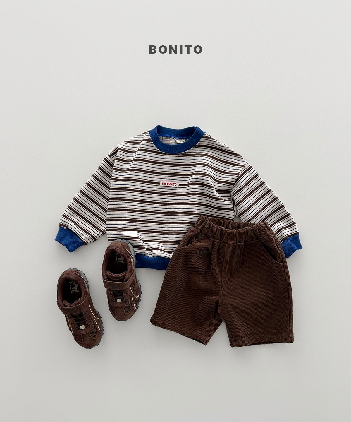 Peeling Stripe Sweatshirt×Corduroy Shorts